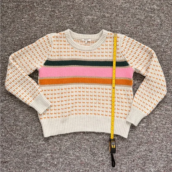Madewell Women's Sweater with Pink, Gold, and Green Stripes Merino Wool & Alpaca - Picture 2 of 11